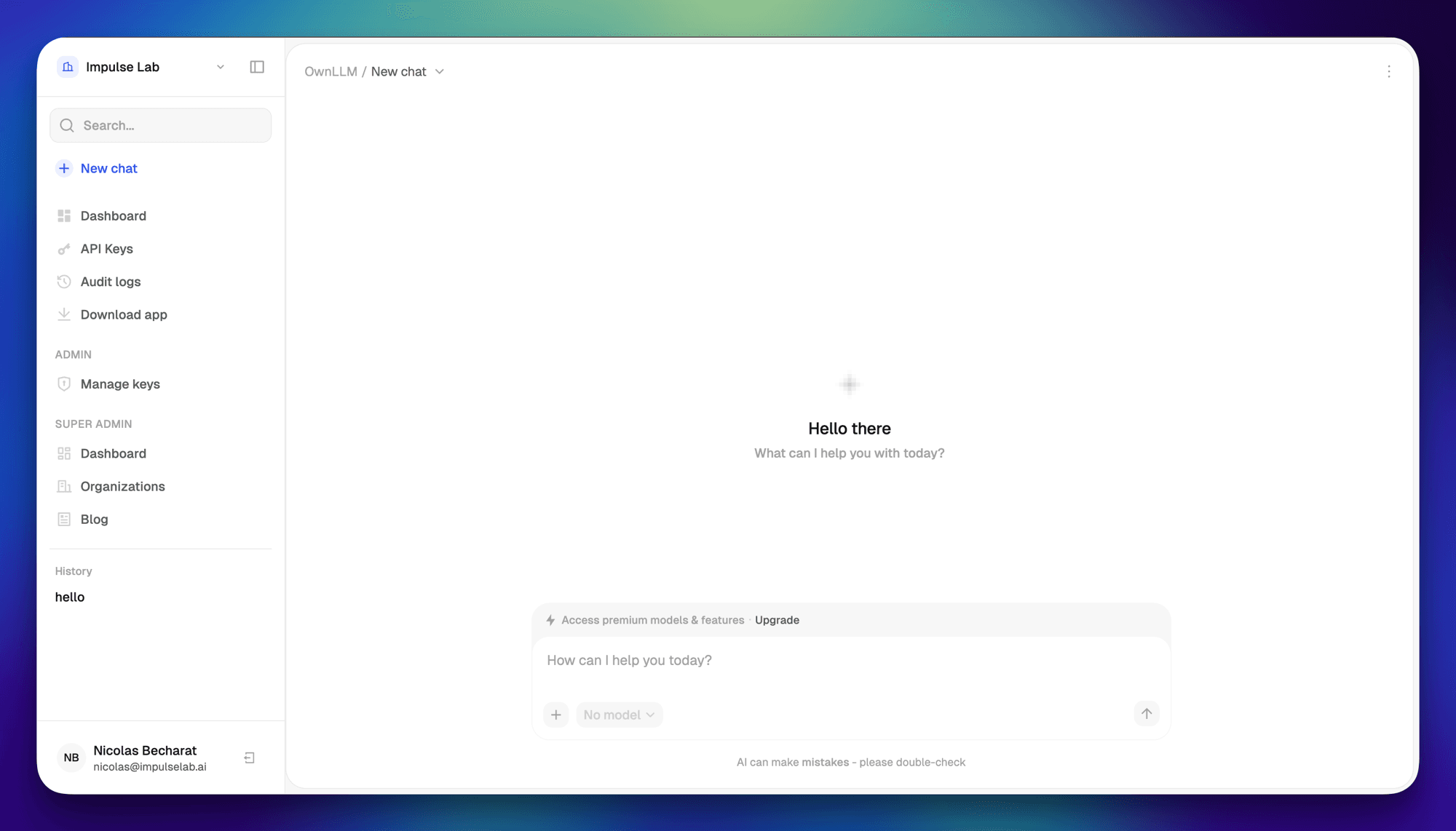 OwnLLM dashboard